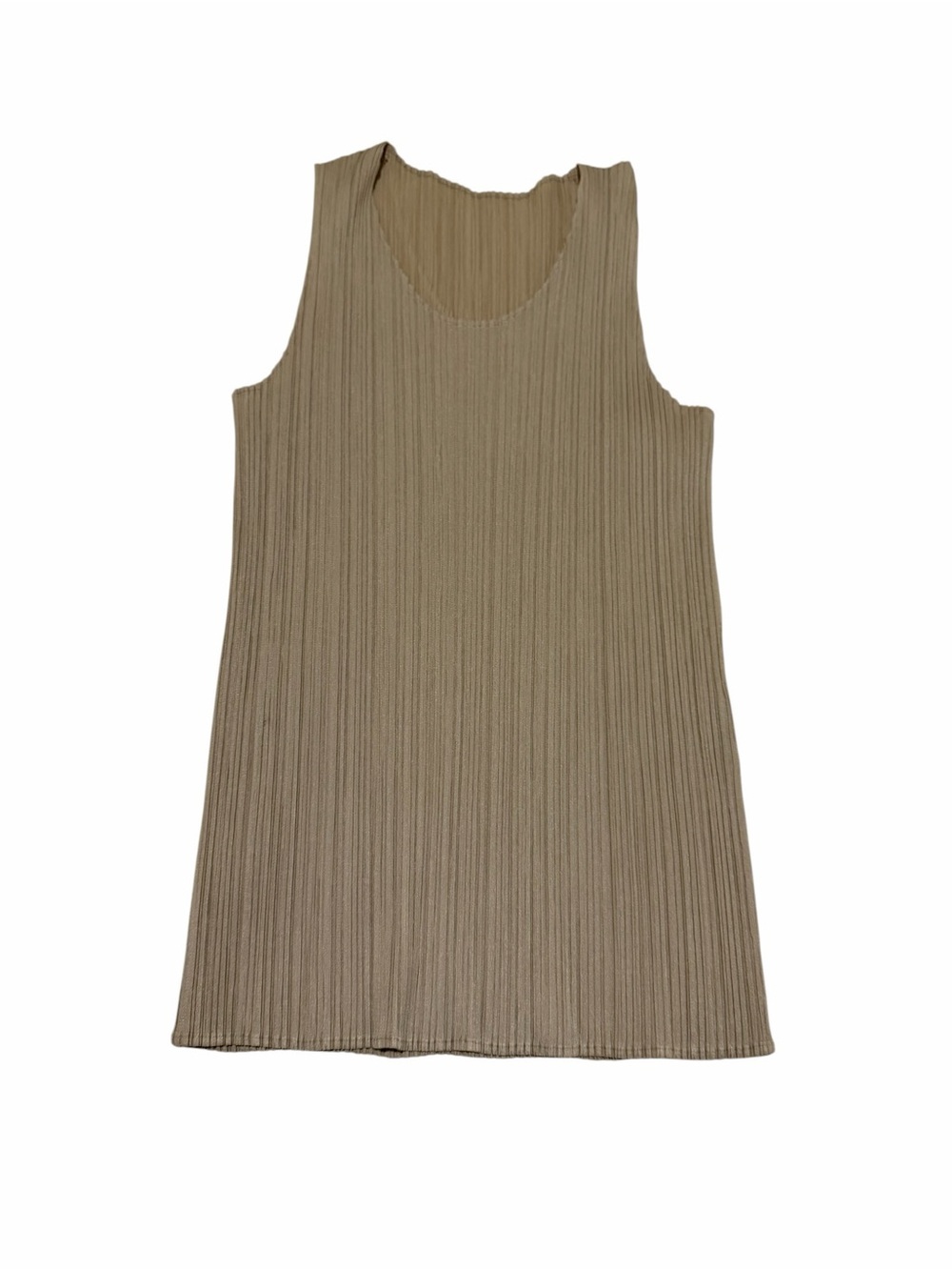 Issey Miyake Pleated Tank Top in Beige, pre-owned,SZ6, gently used.